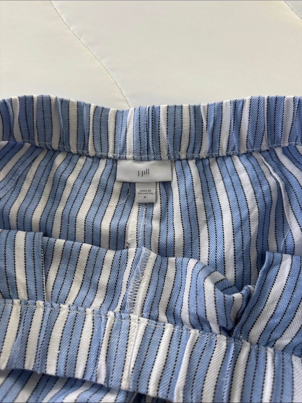 J. Jill Blue and White Striped Elastic-Waist Bermudas